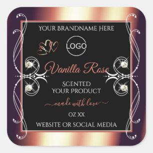 Etiquetas de productos con logotipo negro y marrón