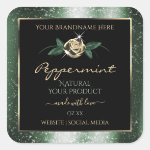 Etiquetas de productos con marco de color verde y 