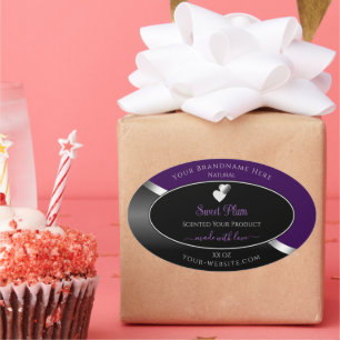 Etiquetas de productos de color morado negro ondul