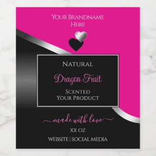 Etiquetas de productos de corazones plateados rosa