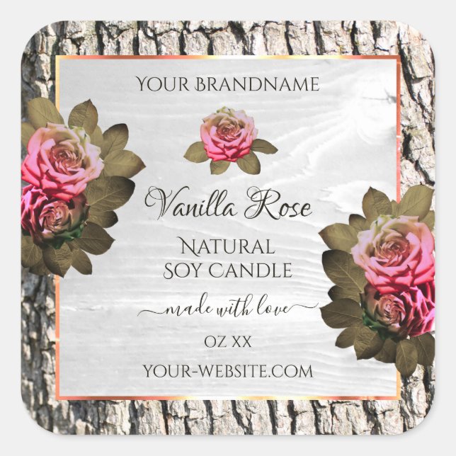 Etiquetas de productos de corteza de árbol natural (Anverso)