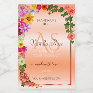Etiquetas de Productos de Durazno en Pastel Floral