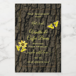 Etiquetas de productos de la corteza del árbol de 