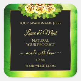 Etiquetas de productos de mármol verde negro Rosas