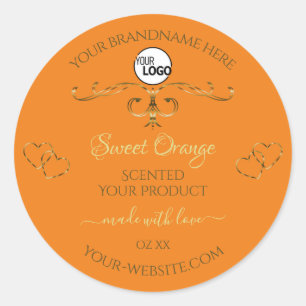 Etiquetas de productos de naranja Corazones Ornato
