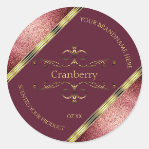 Etiquetas de productos de oro de Borgoña con front