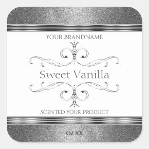 Etiquetas de productos de plata blanca Purpurina D