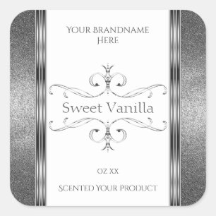 Etiquetas de productos de plata blanca Purpurina D