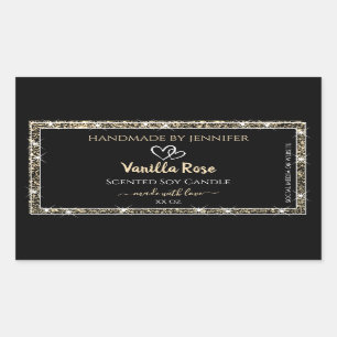 Etiquetas de productos de Purpurina de borde negro