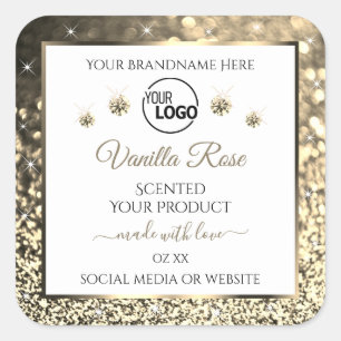 Etiquetas de productos de Purpurina de oro blanco 