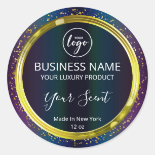 Etiquetas de productos de Purpurina de oro con col