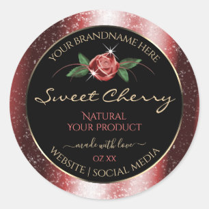 Etiquetas de productos de Purpurina Floral Black a