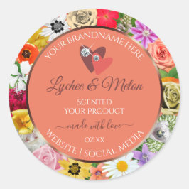 Etiquetas de productos de salmón floral coloridas 