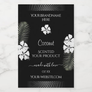 Etiquetas de productos en blanco y negro Flores ha