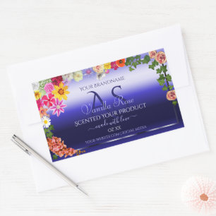 Etiquetas de productos Floral Royal Blue Ombre Mon
