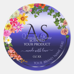 Etiquetas de productos Floral Royal Blue Ombre Mon