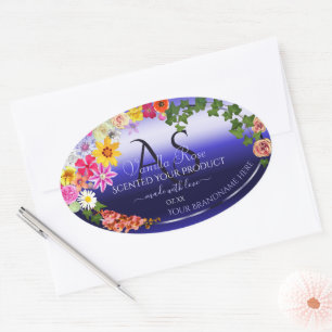 Etiquetas de productos Floral Royal Blue Ombre Mon