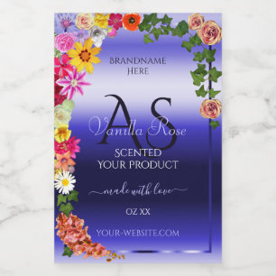 Etiquetas de productos Floral Royal Blue Ombre Mon