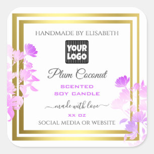 Etiquetas de productos florales con logotipo Oro m