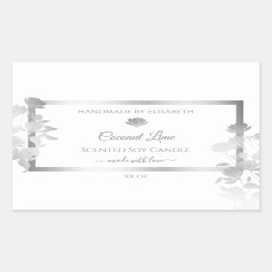 Etiquetas de productos florales de color blanco y 