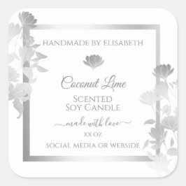 Etiquetas de productos florales de color blanco y 