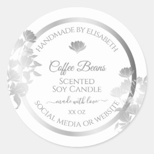 Etiquetas de productos florales de color blanco y 