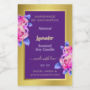 Etiquetas de productos florales Gold Velas púrpura