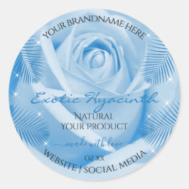 Etiquetas de productos florales Rosa azul con hoja