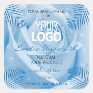 Etiquetas de productos florales Rosa azul Logotipo