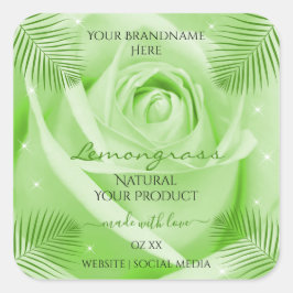 Etiquetas de productos florales Rosa verde con hoj