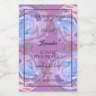 Etiquetas de productos florales Rosas azul morado