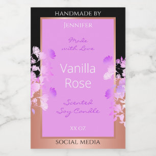 Etiquetas de productos florales rosas y negras y o