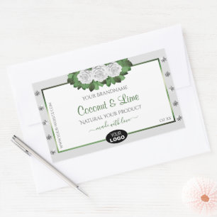 Etiquetas de productos grises Green White Roses Je