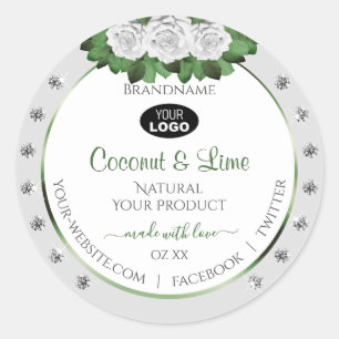 Etiquetas de productos grises Green White Roses Je
