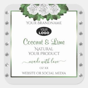 Etiquetas de productos grises Green White Roses Je