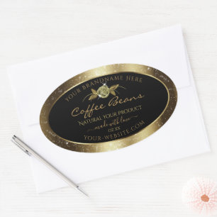 Etiquetas de productos negras florales de Purpurin