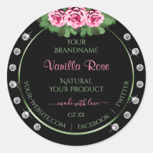 Etiquetas de productos negros Diamantes de rosas v