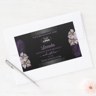 Etiquetas de productos negros Logotipo de flores d