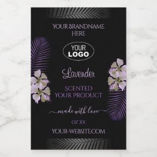 Etiquetas de productos negros Logotipo de flores d