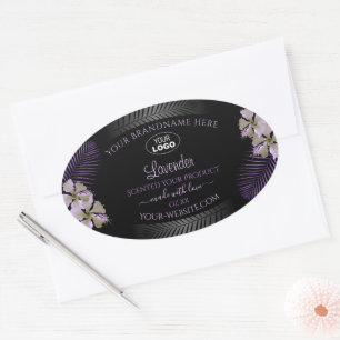 Etiquetas de productos negros Logotipo de flores d