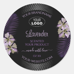 Etiquetas de productos negros Logotipo de flores d