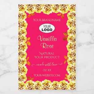 Etiquetas de productos rosa floral rosas amarillas