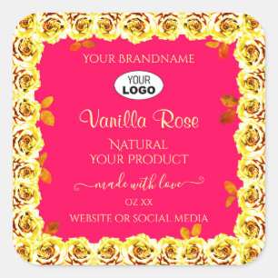 Etiquetas de productos rosa floral rosas amarillas