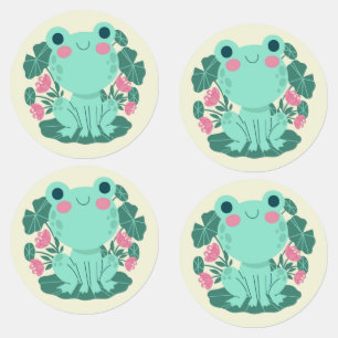 Etiquetas de ranas de dibujos animados lindos