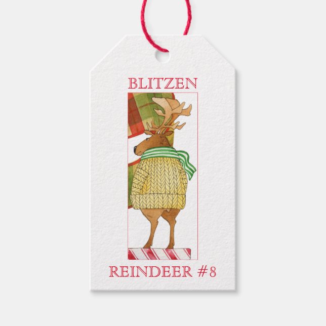 Etiquetas de regalo BLITZEN REINDEER (Anverso)