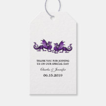 Etiquetas de regalo Boda de Dragones Purple Elegan