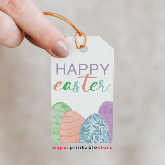 Etiquetas de regalo coloridas de Pascua feliz
