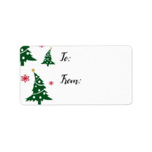 Etiquetas de regalo con árboles de Navidad verdes