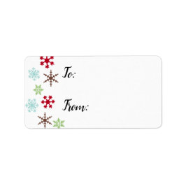 Etiquetas de regalo con copos de nieve en colores 