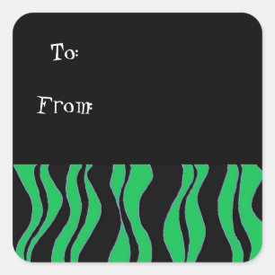 Etiquetas de regalo con estampado de cebra verde y